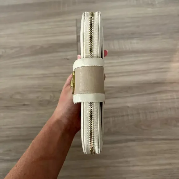 Vintage Coach Continental Zip Around Leather Wallet Almond and Beige - Picture 3 of 16